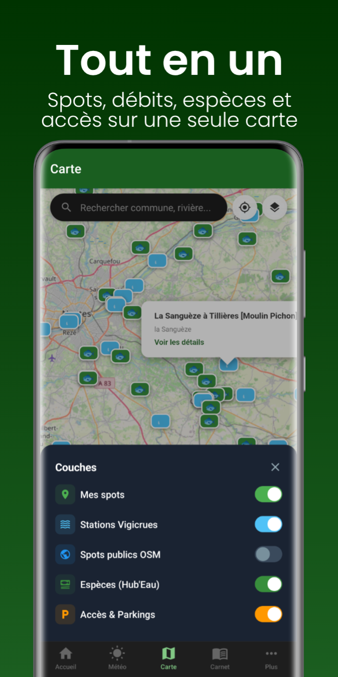 Carte unifiée avec 5 couches activables