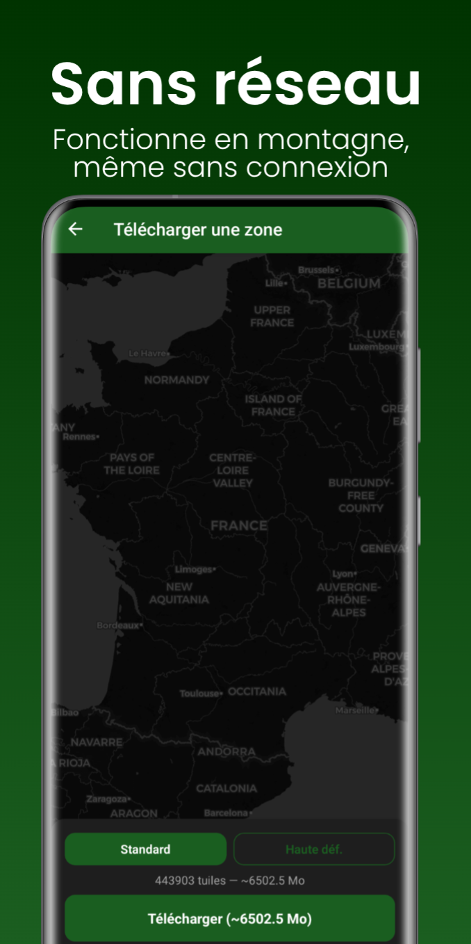 Mode hors-ligne — téléchargement de zone